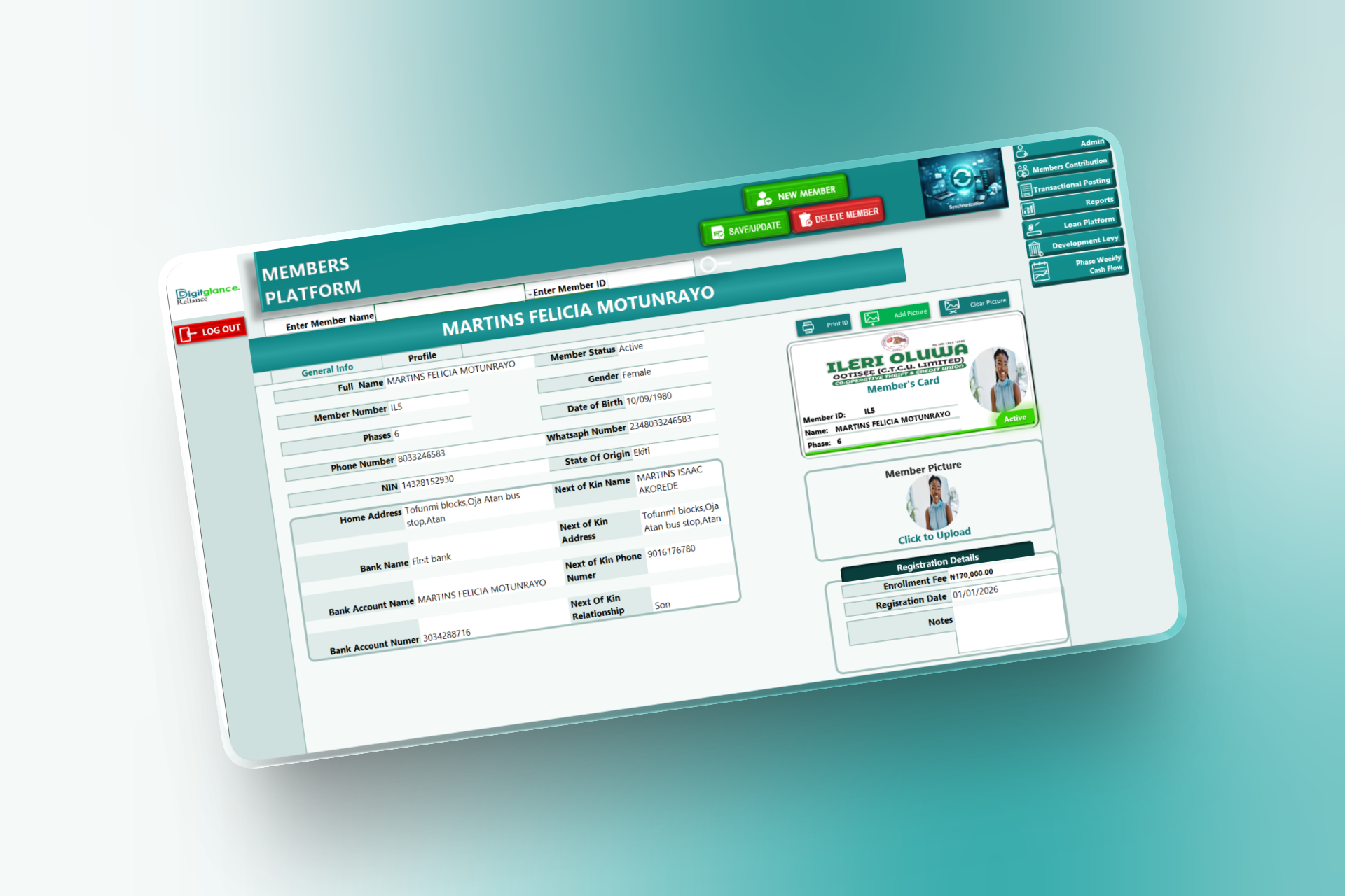 RelianceCoop Manager dashboard